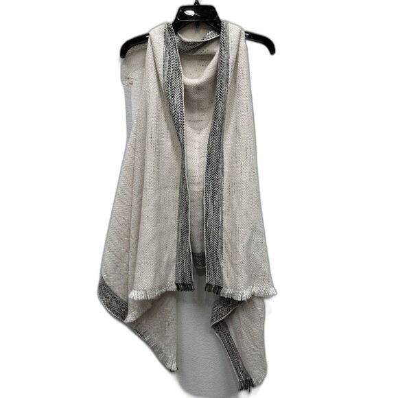 Express Bohemian sleeveless Poncho cotton blend one size Ivory Fringe - Picture 1 of 7